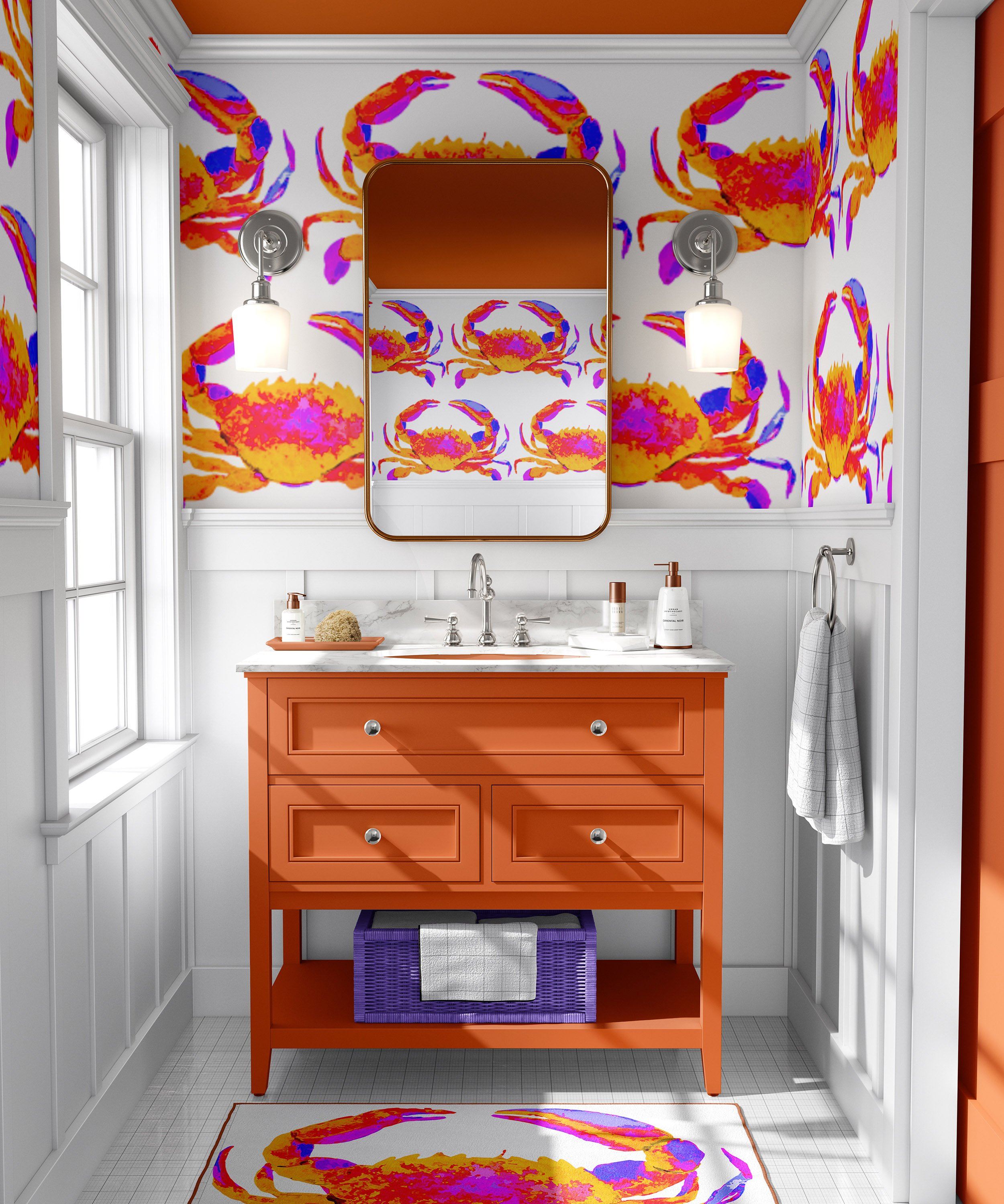 CRAB LOVE IN TANGERINE WALLPAPER - Middy N' Me