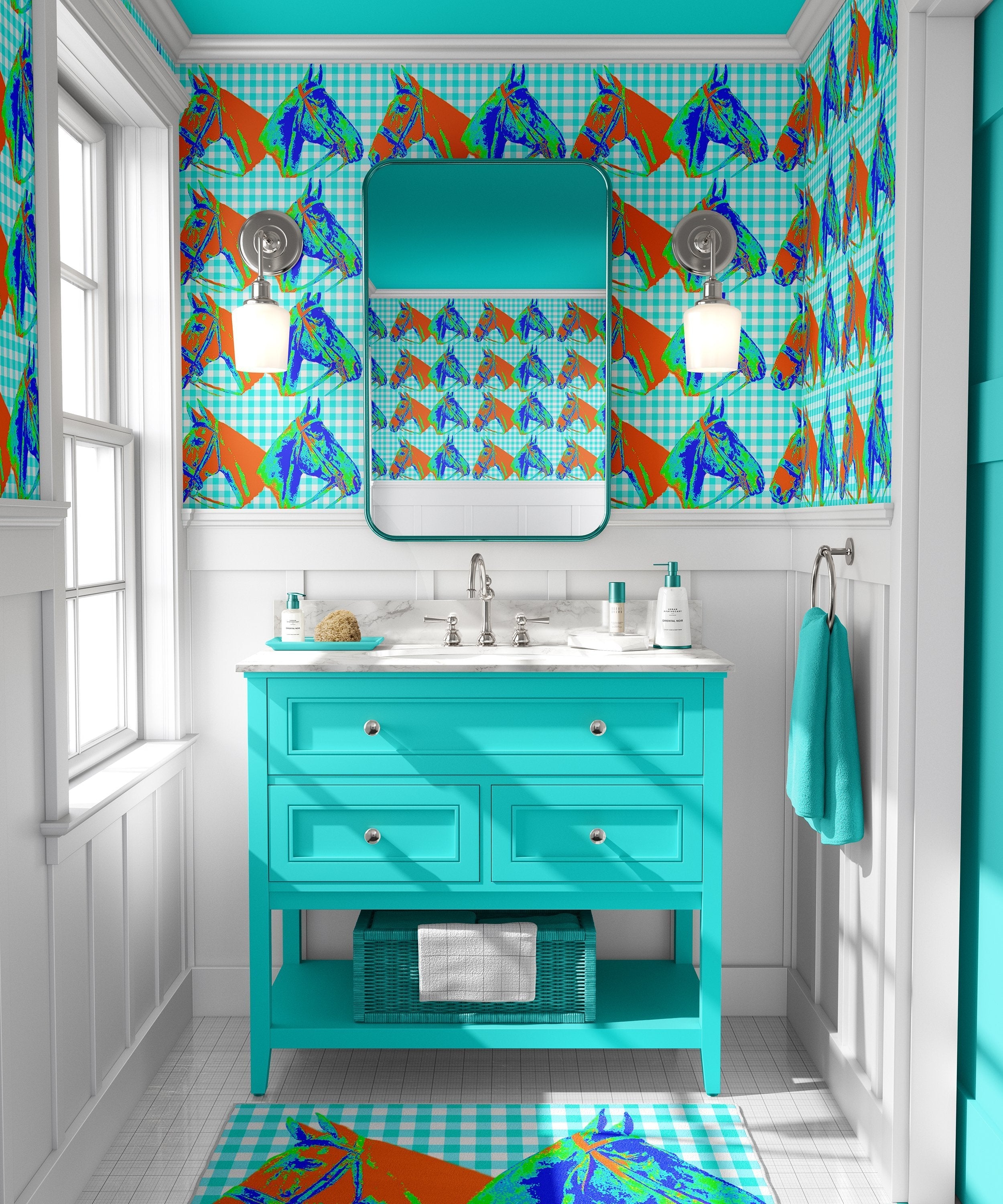 HORSE COUNTRY IN TURQUOISE WALLPAPER - Middy N' Me