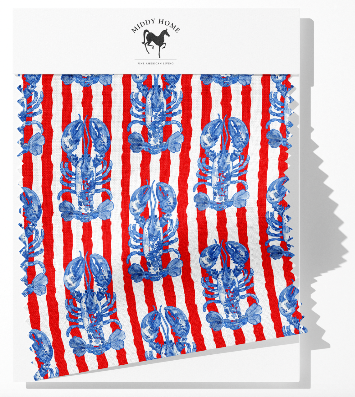 LOBSTER SHACK FABRIC ON RED STRIPES