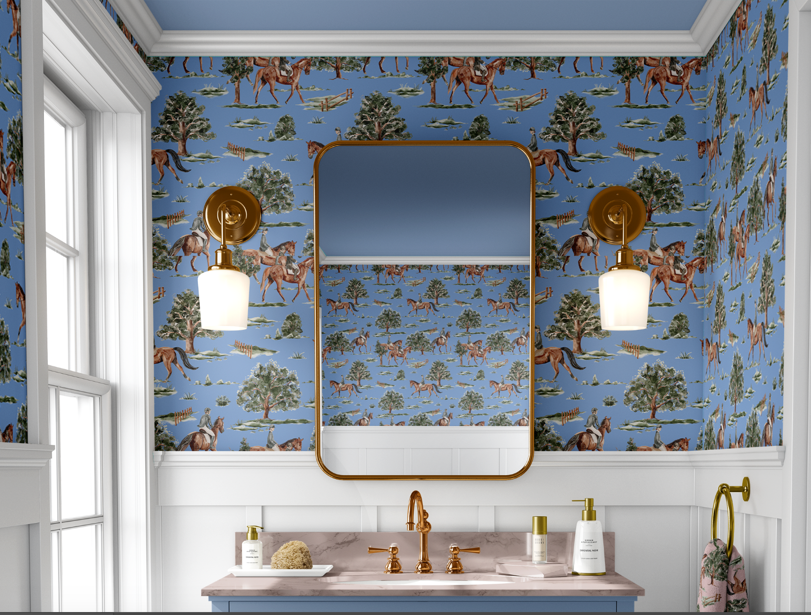 RIVER ROAD WALLPAPER IN CORNFLOWER