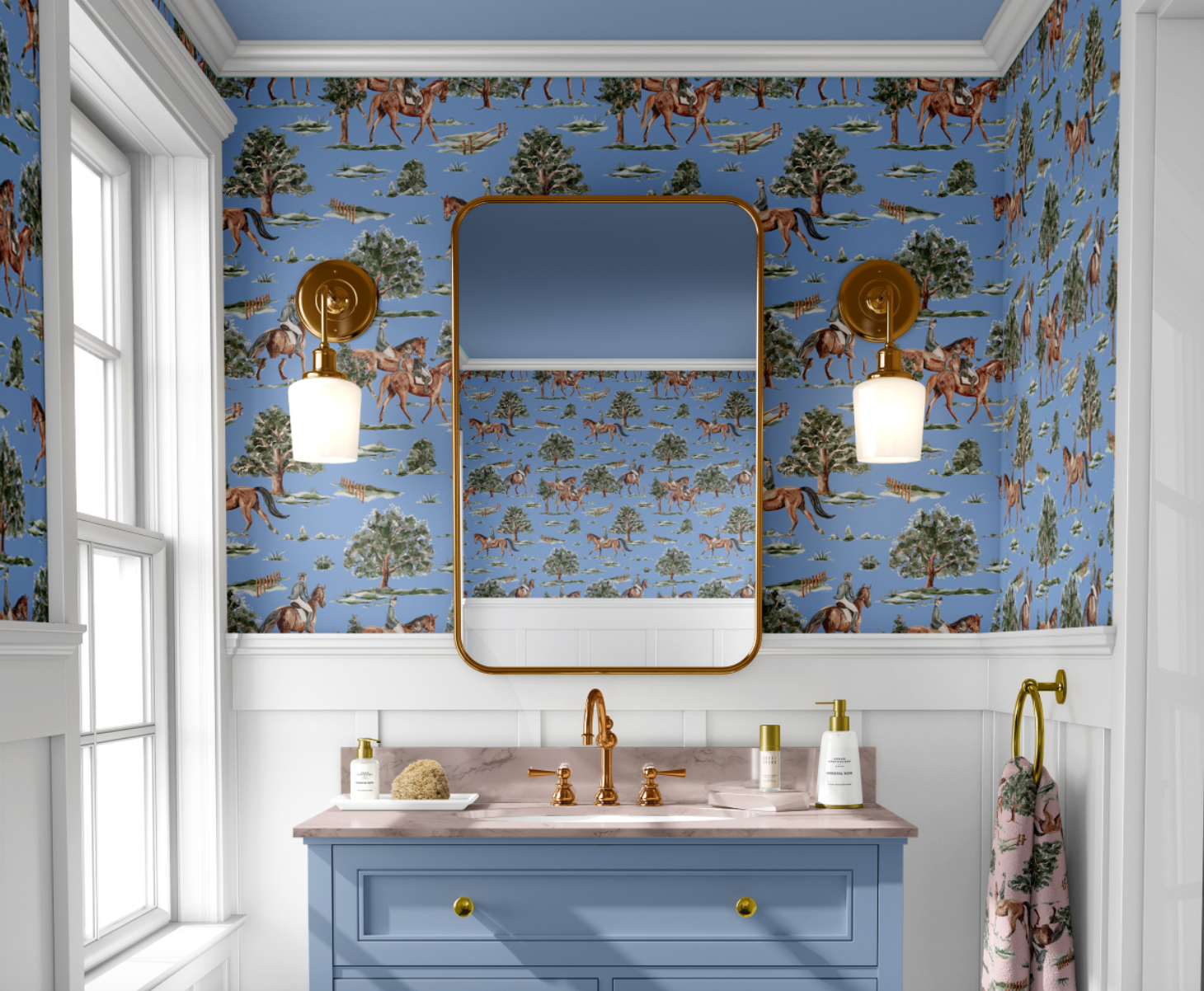 RIVER ROAD WALLPAPER IN CORNFLOWER