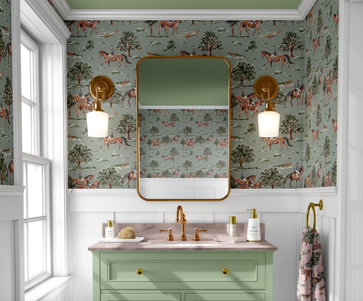 RIVER ROAD WALLPAPER IN SAGE