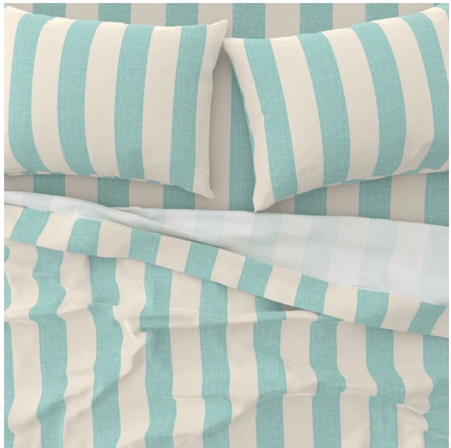 CABANA STRIPE DUVET IN AQUA
