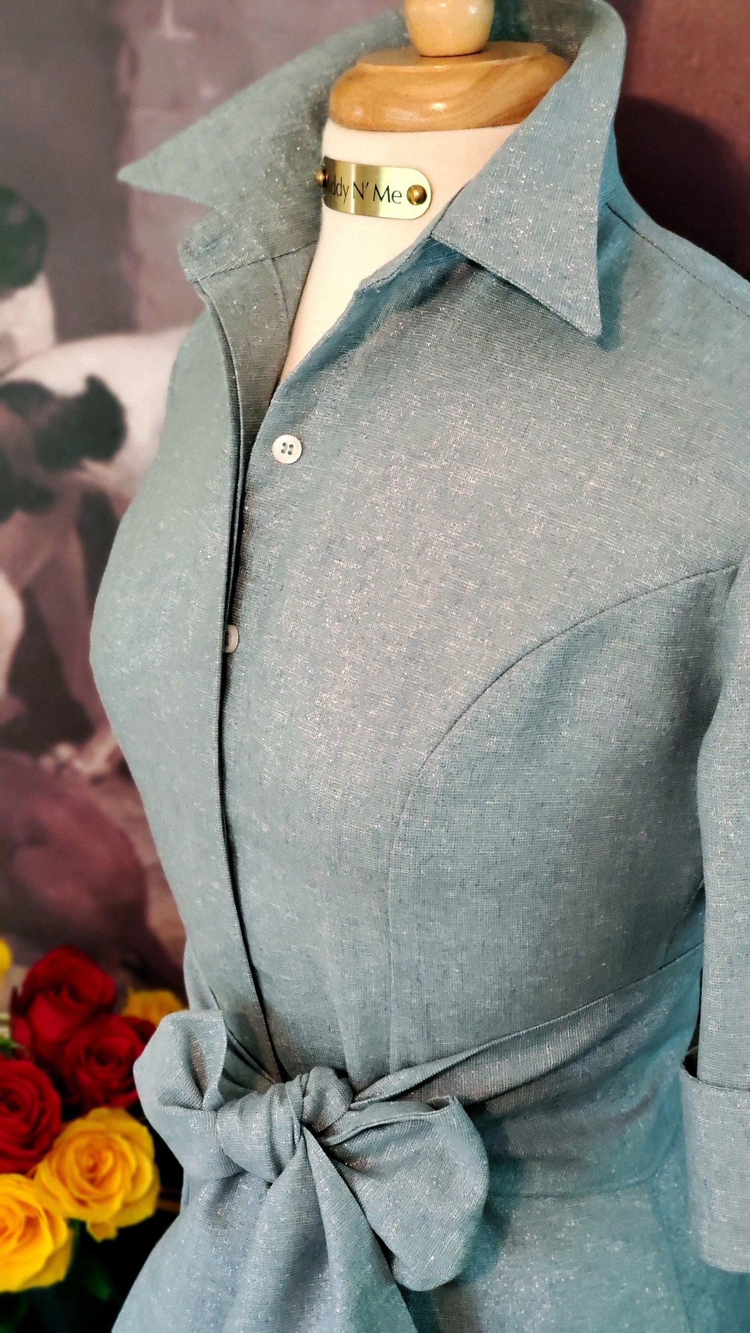 HOLIDAY SPARKLE WITH SASH IN WEDGEWOOD - Middy N' Me