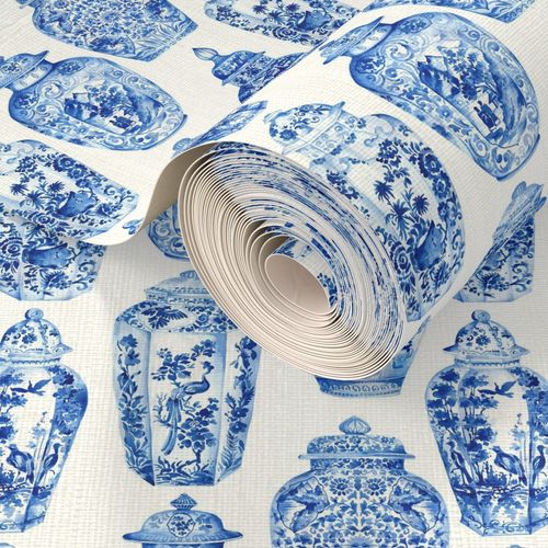 GINGER JARS IN BLUE WALLPAPER - Middy N' Me