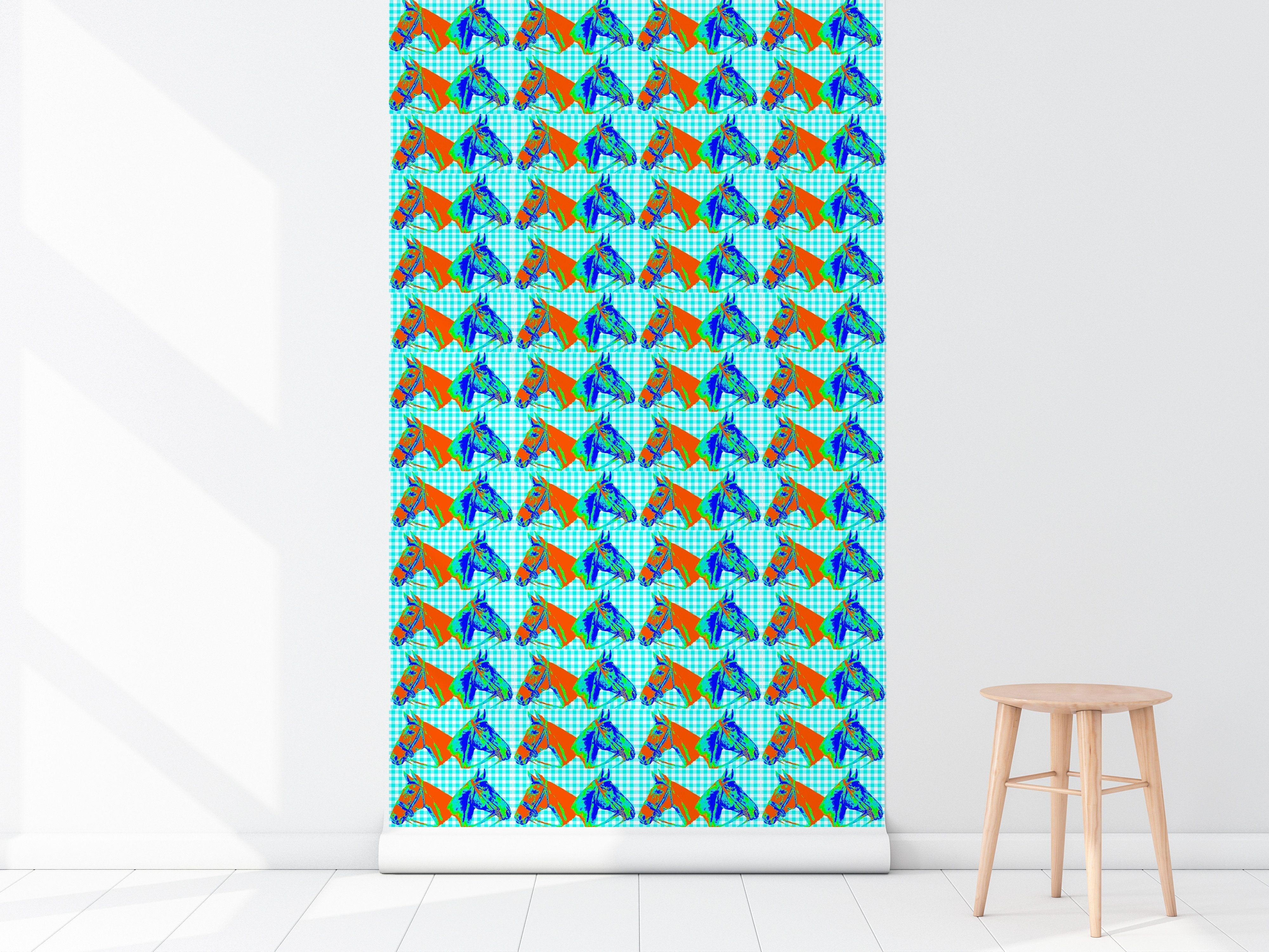 HORSE COUNTRY IN TURQUOISE WALLPAPER - Middy N' Me