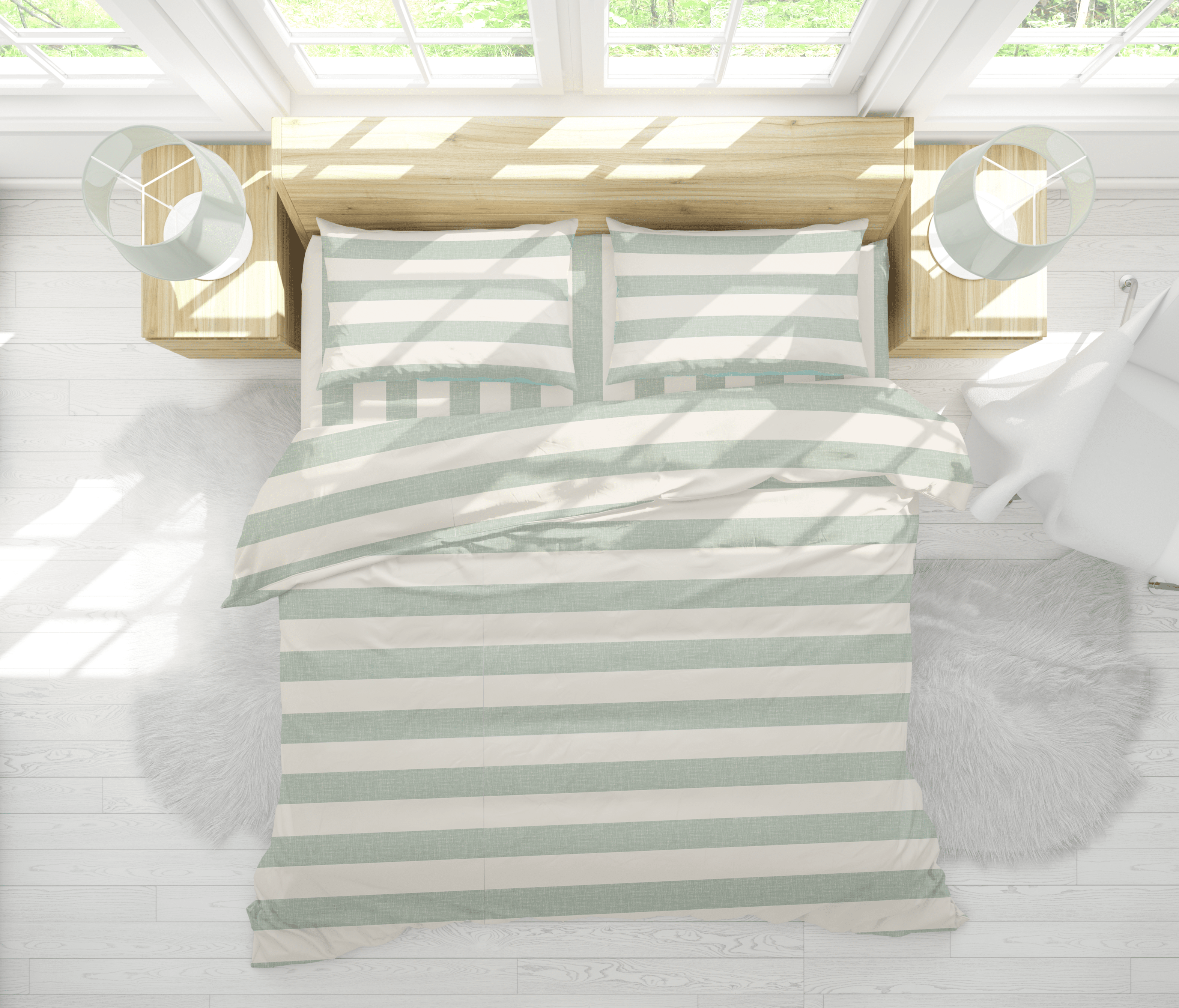 CABANA STRIPE DUVET IN SAGE