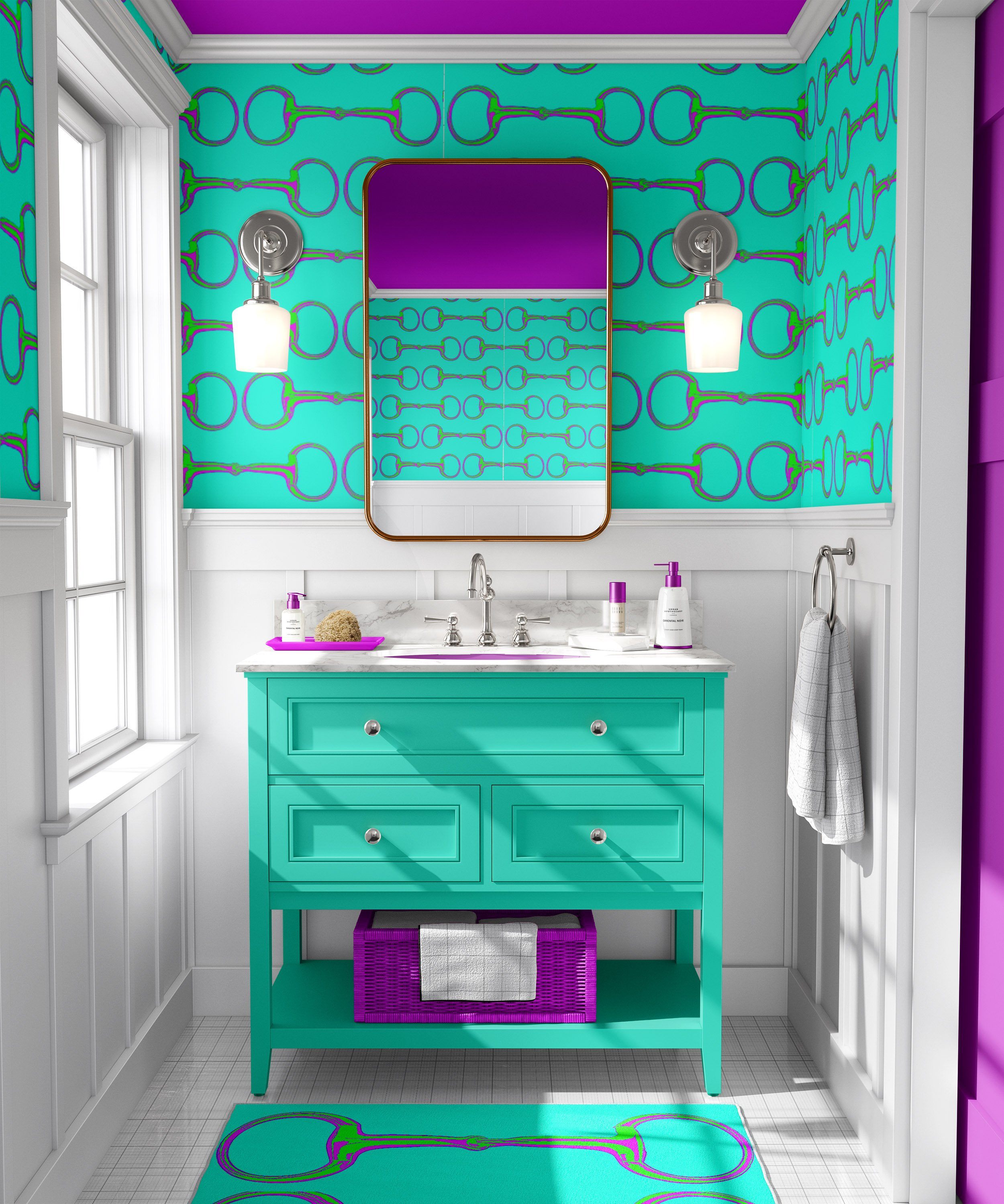 SUMMER SNAFFLES IN TURQUOISE WALLPAPER - Middy N' Me