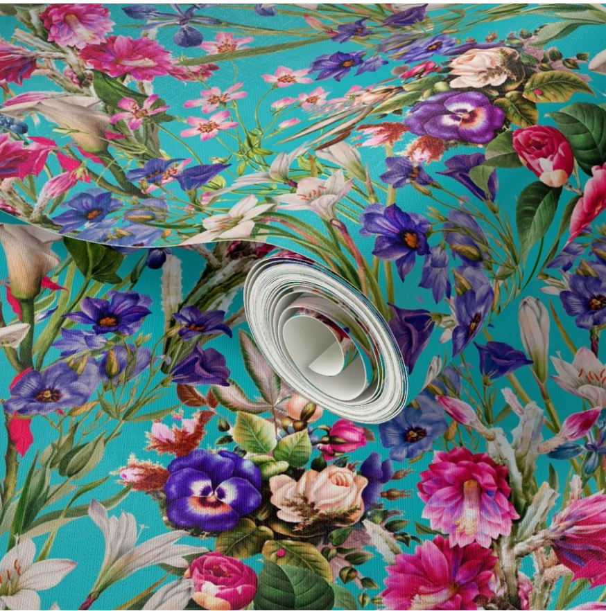 SWEET VIRGINIA WALLPAPER IN TEAL - Middy N' Me